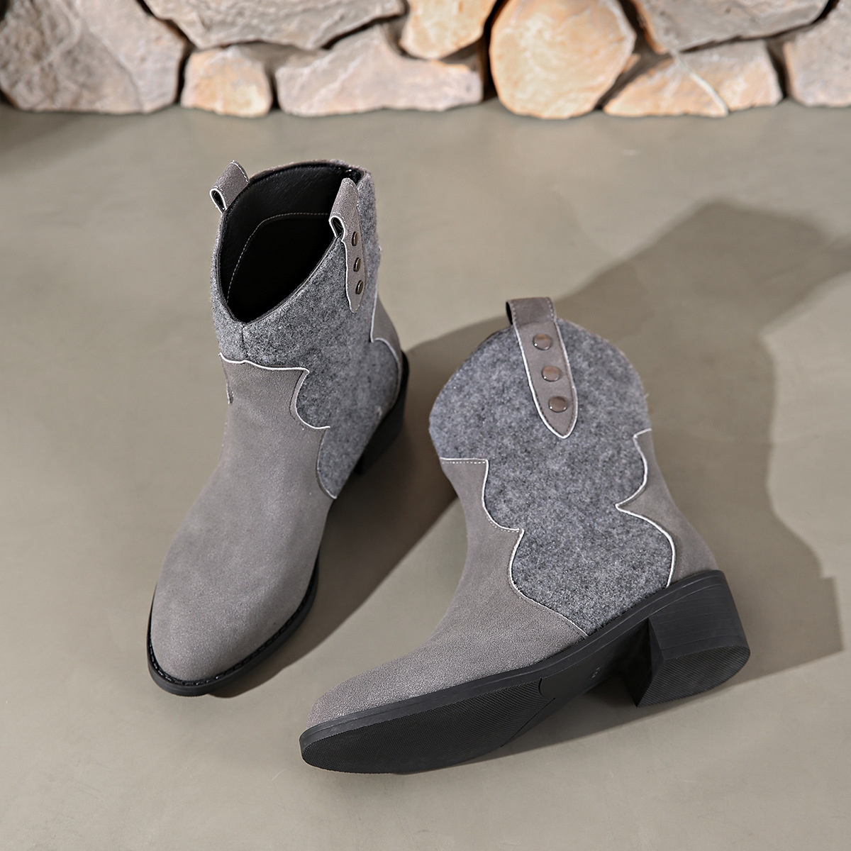 Point Toe Block Heels Boots