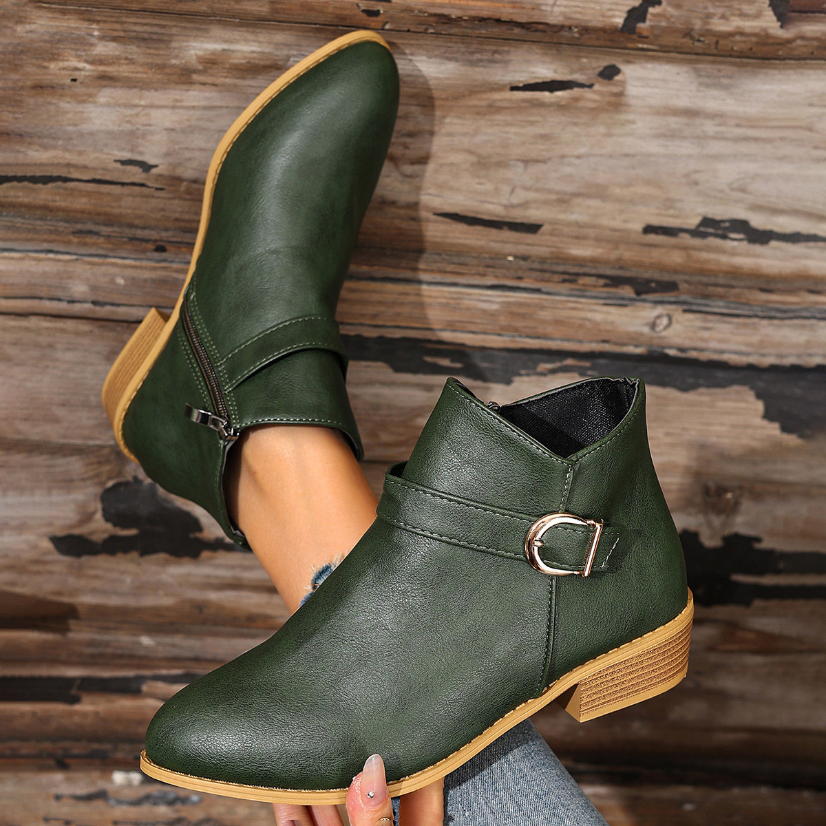 Point Toe Block Heels Boots