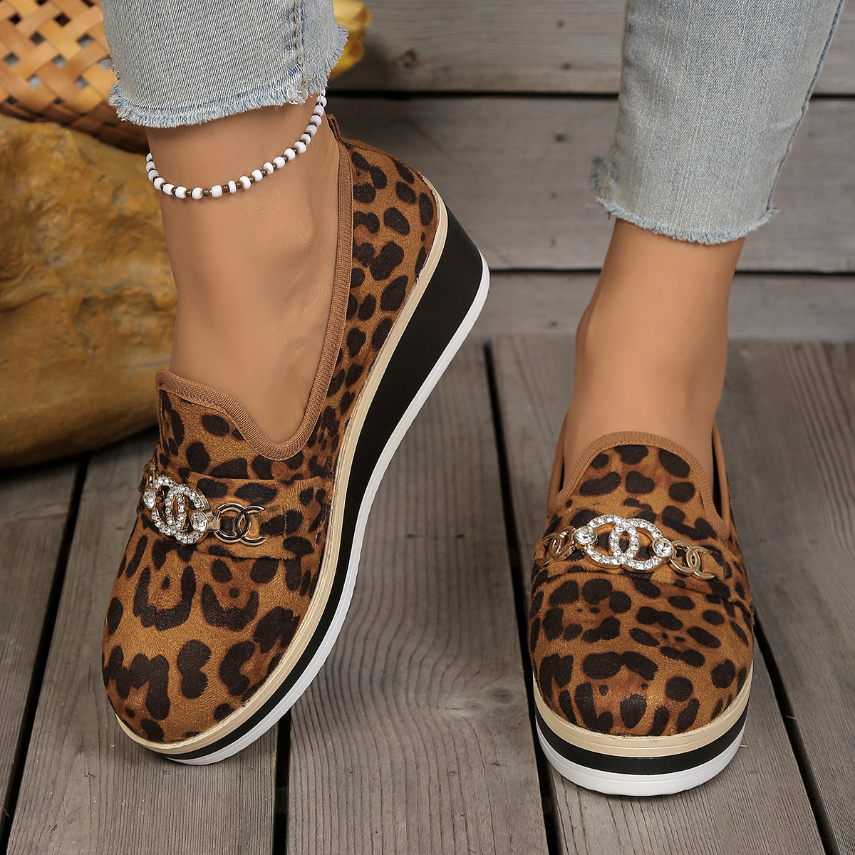 Leopard Print Platform Loafers