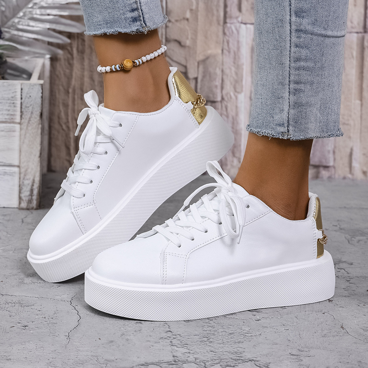 Round Toe Platform Sneakers
