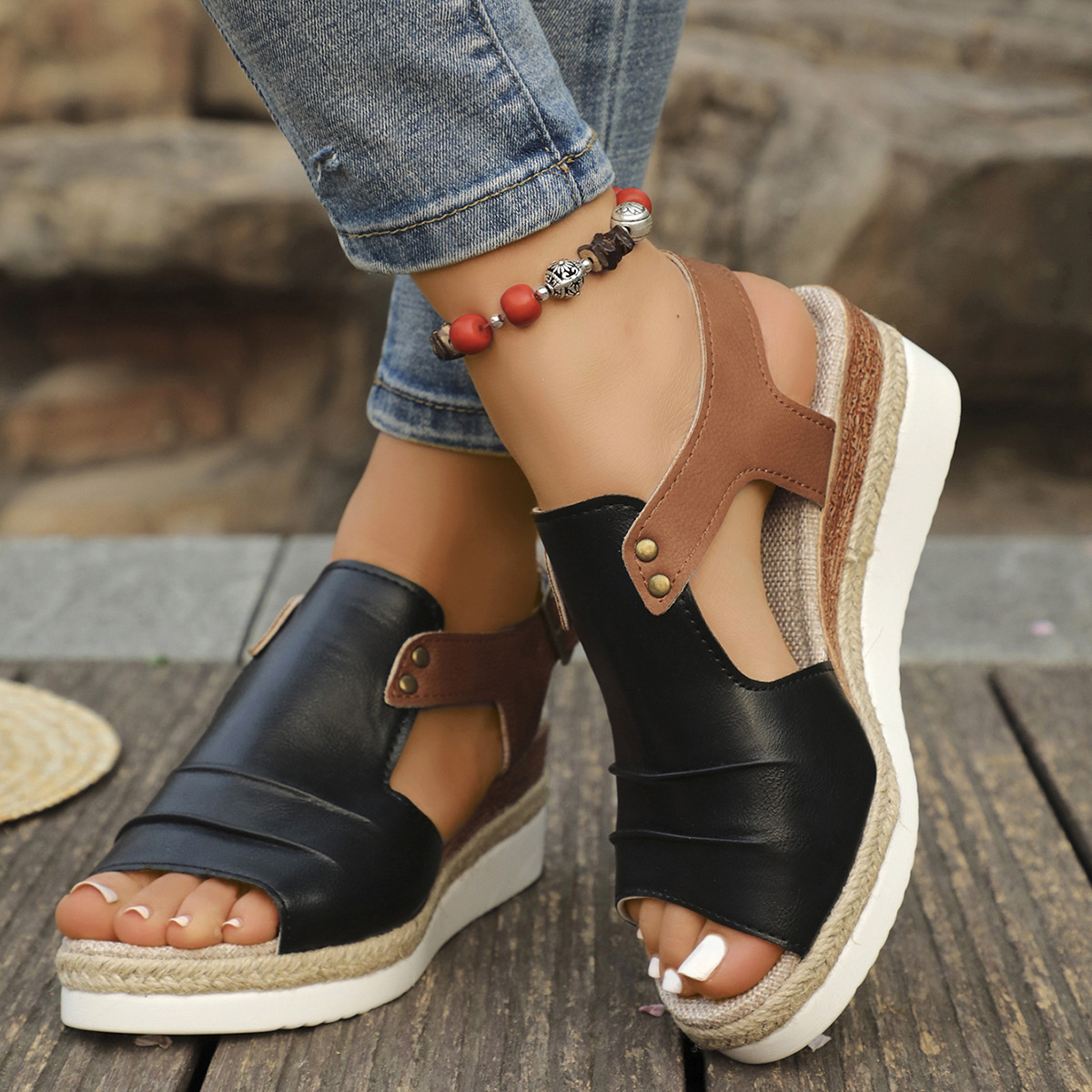 Peep Toe Wedge Sandals