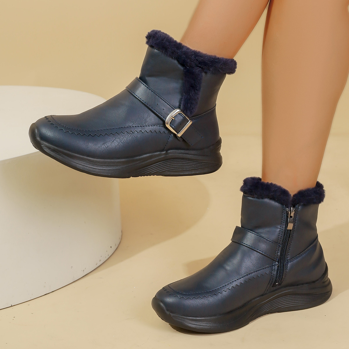 Faux Fur Lined Winter Ankle Boots