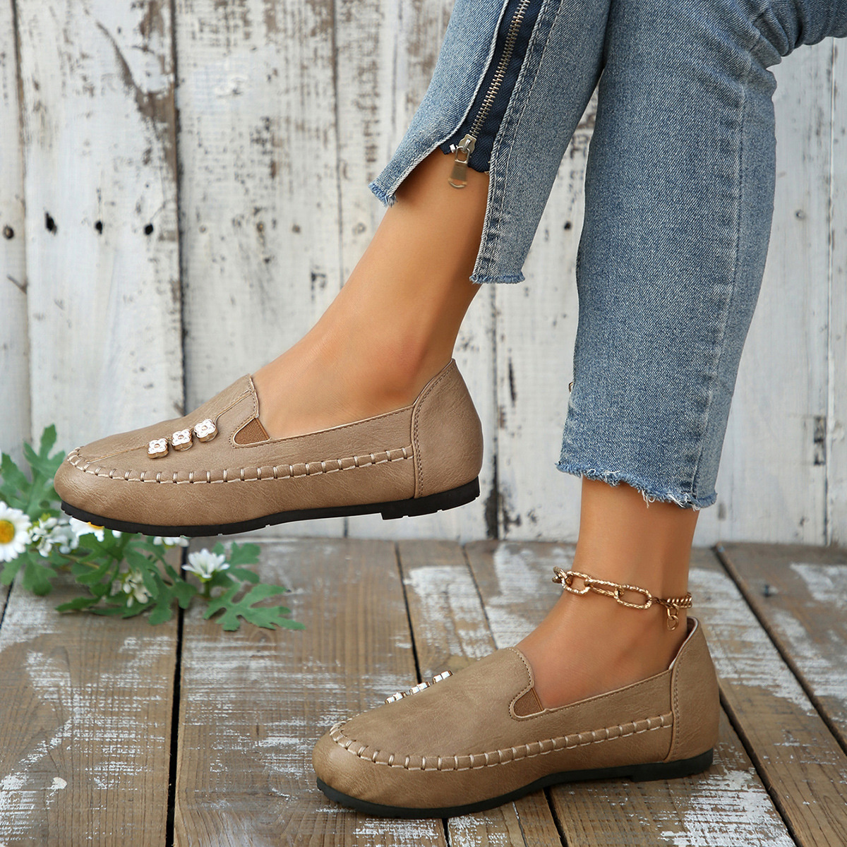 Round Toe Slip-Ons