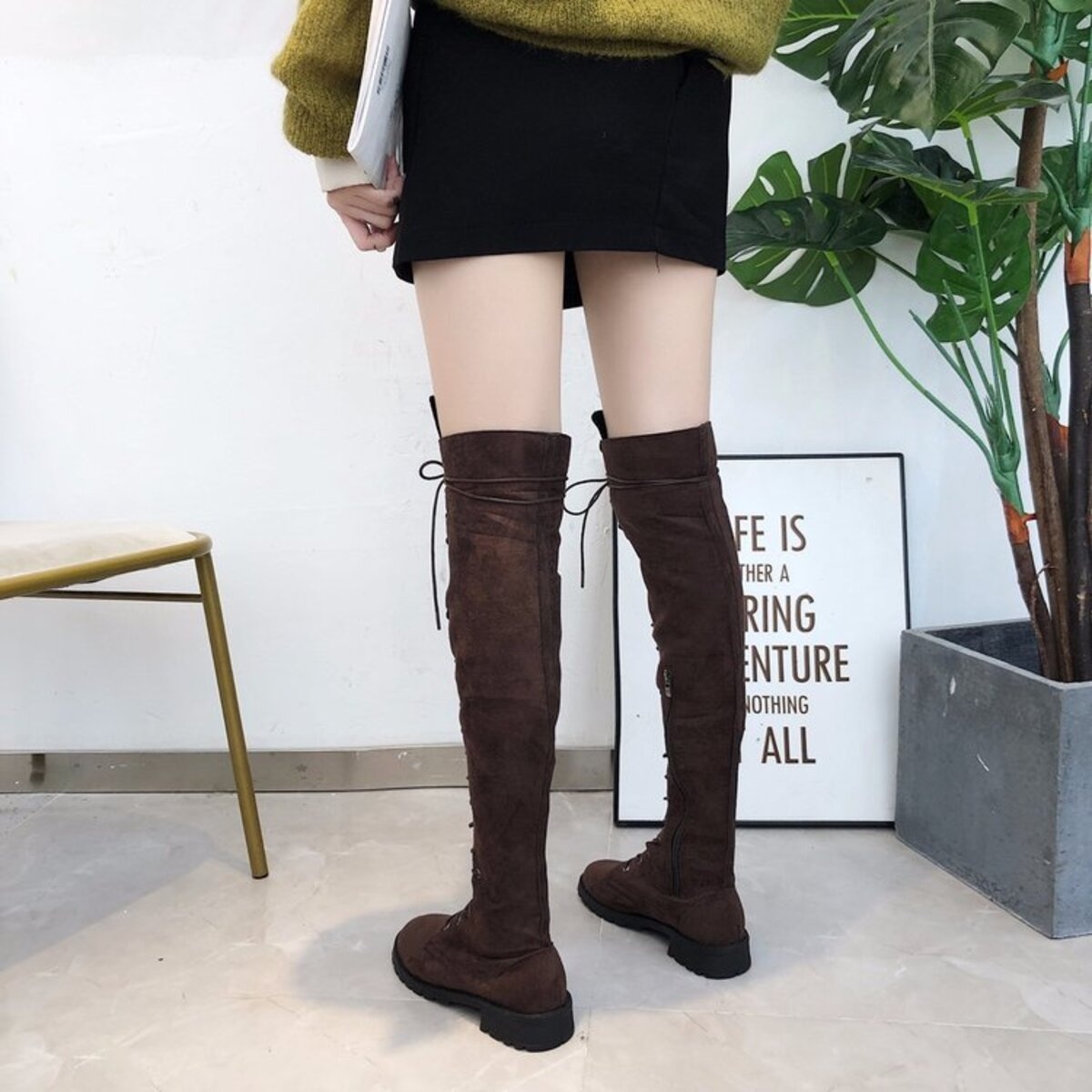 Lace-Up Over-the-Knee Boots