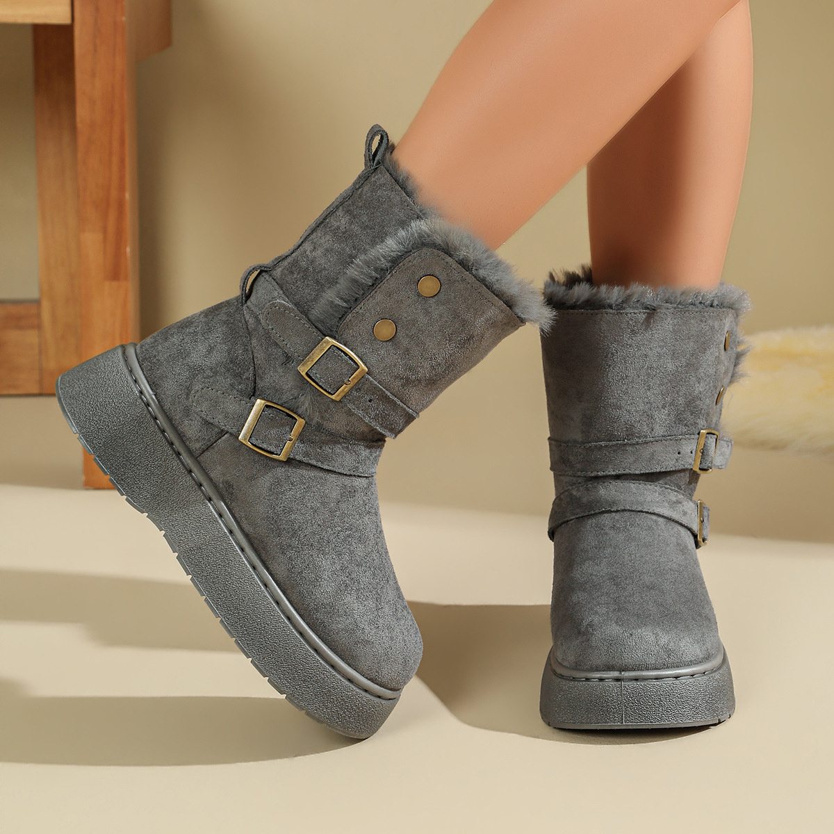 Round Toe Platform Boots