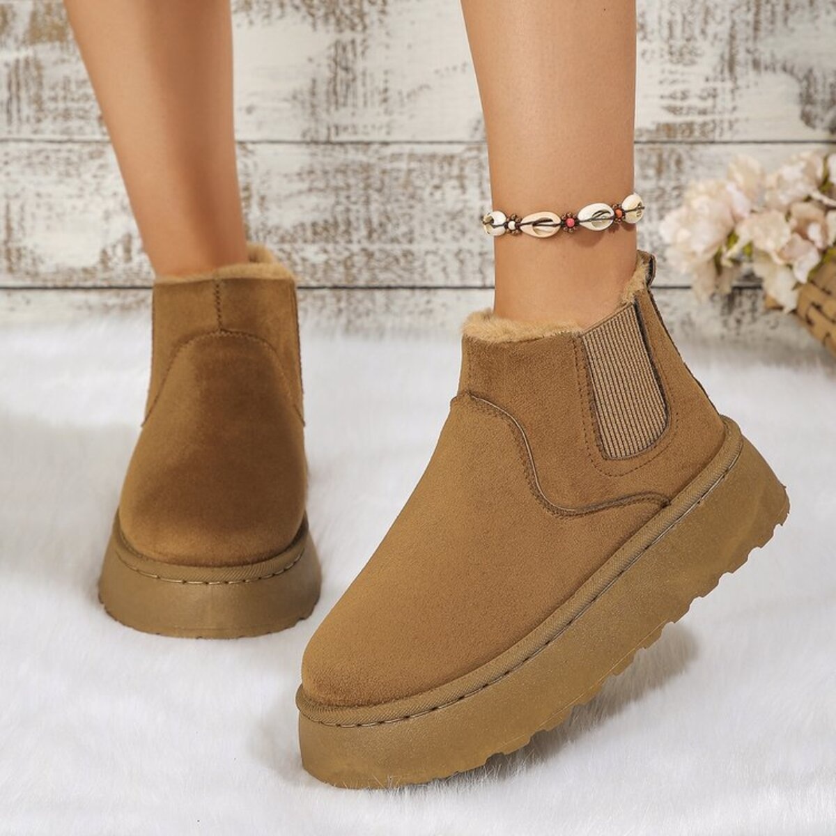 Round Toe Platform Ankle Boots