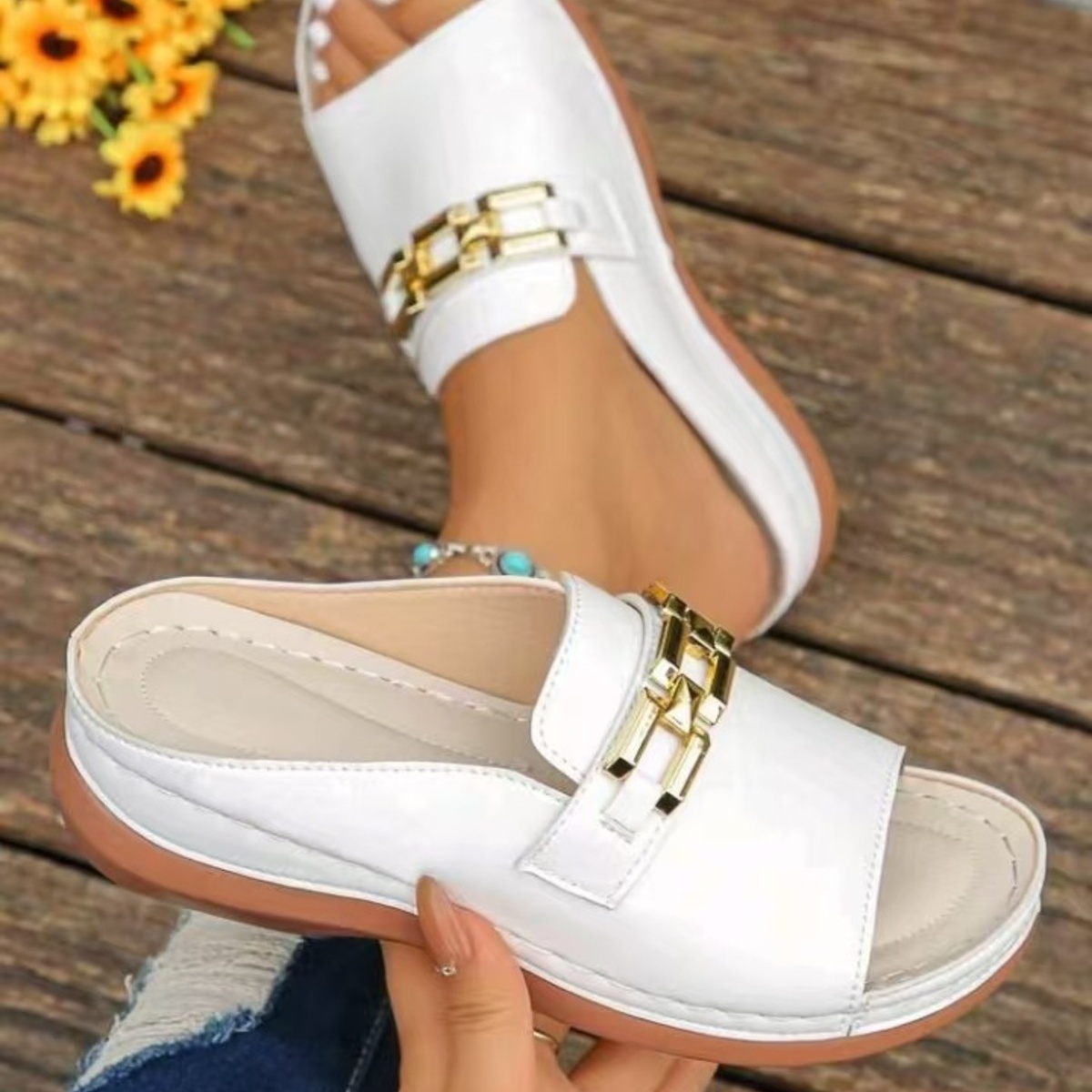 Peep Toe Wedge Sandals
