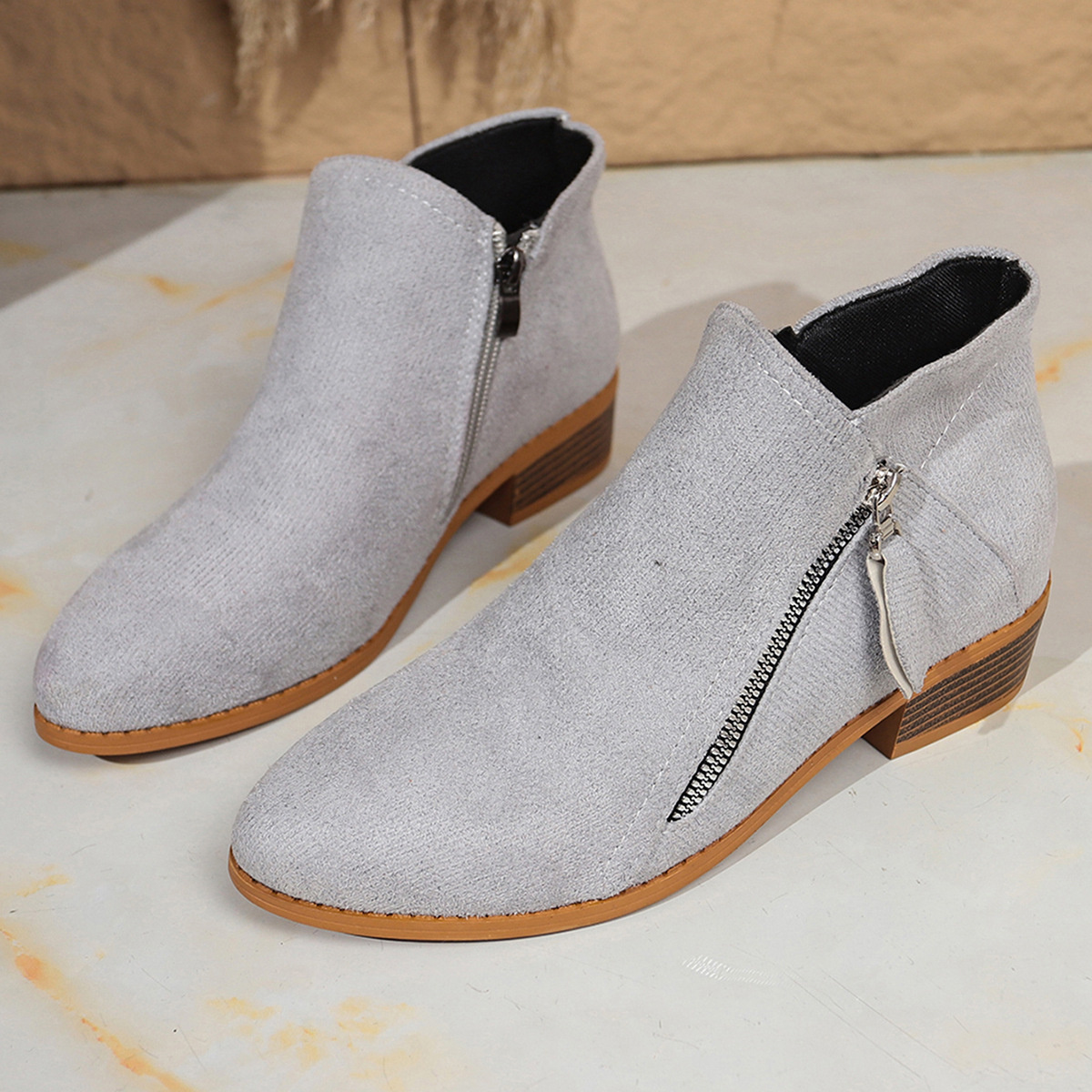 Point Toe Block Heels Boots