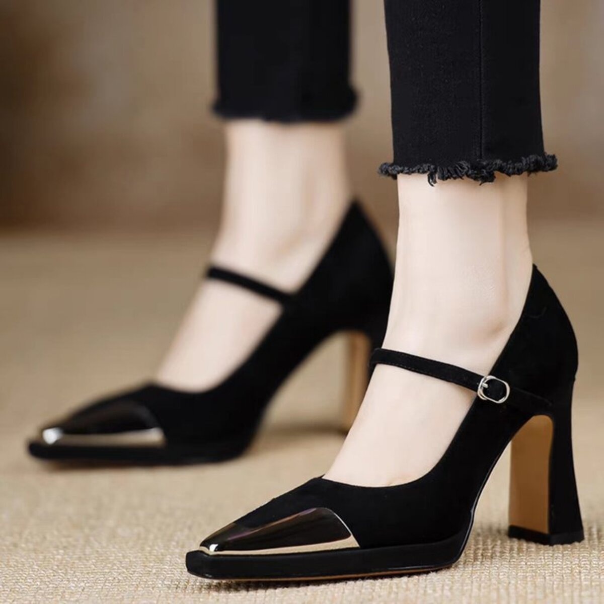 Point Toe Block Heels Pumps