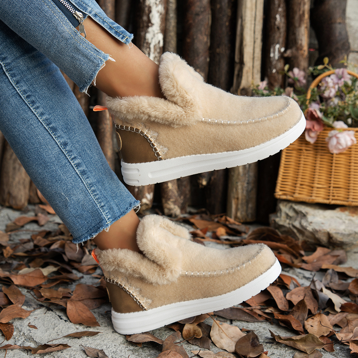 Round Toe Winter Ankle Boots