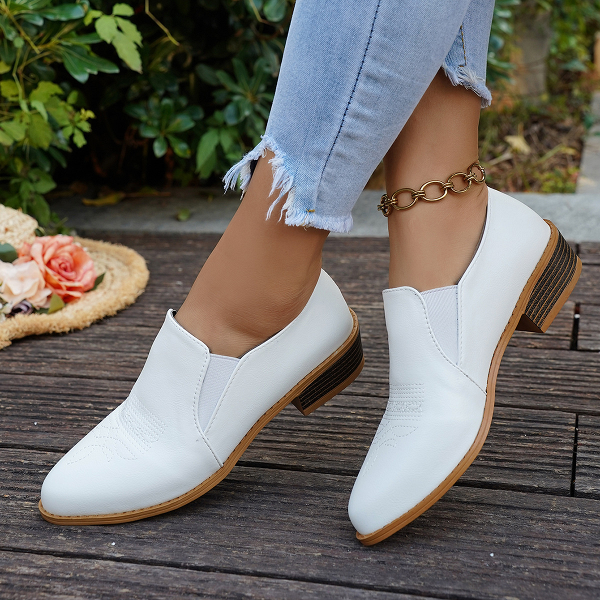 Point Toe Block Heels Loafers