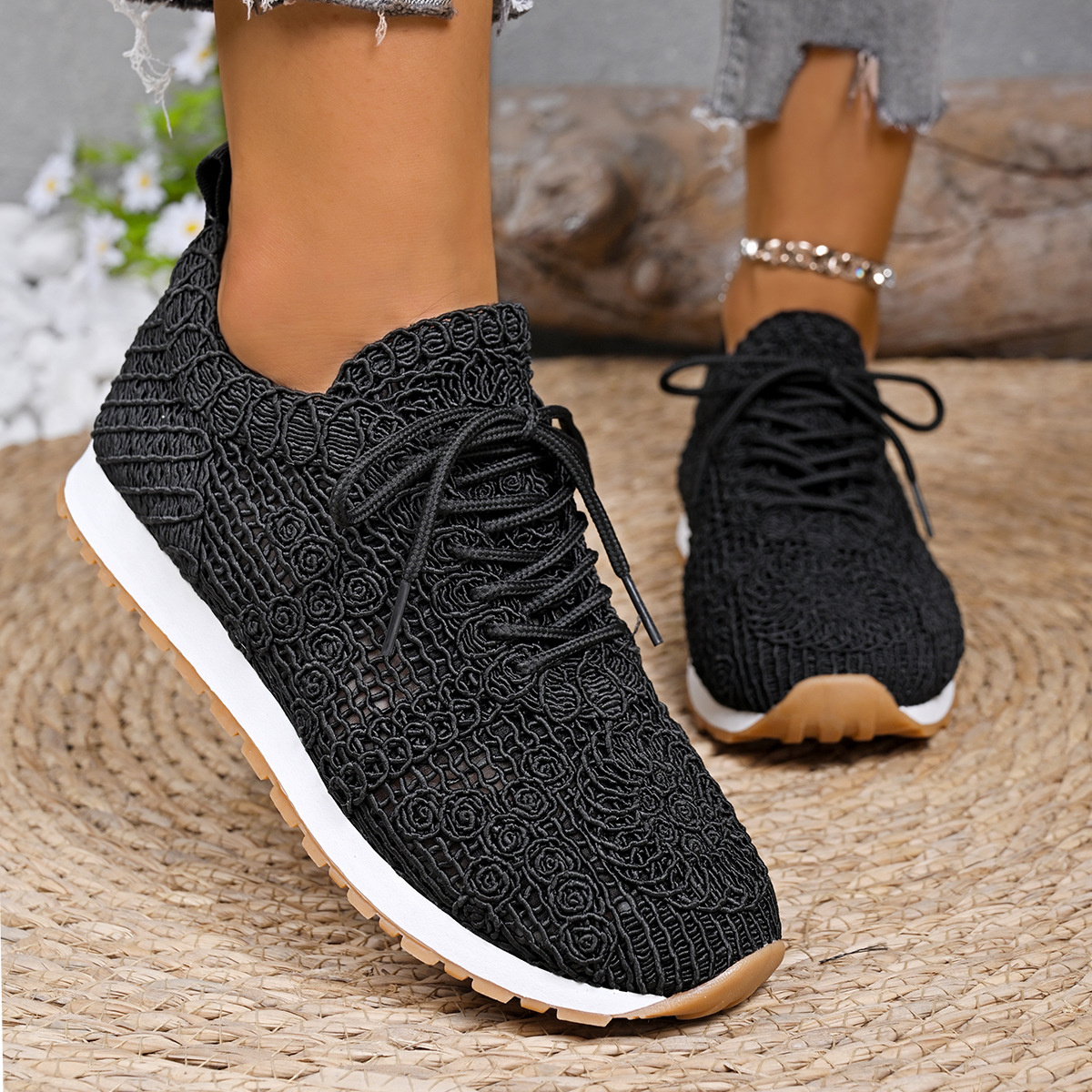 Round Toe Lace Up Sneakers