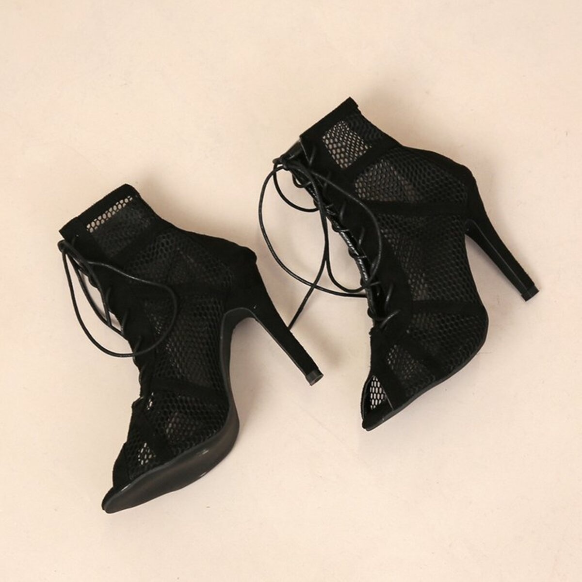 Mesh Lace Up Sandals
