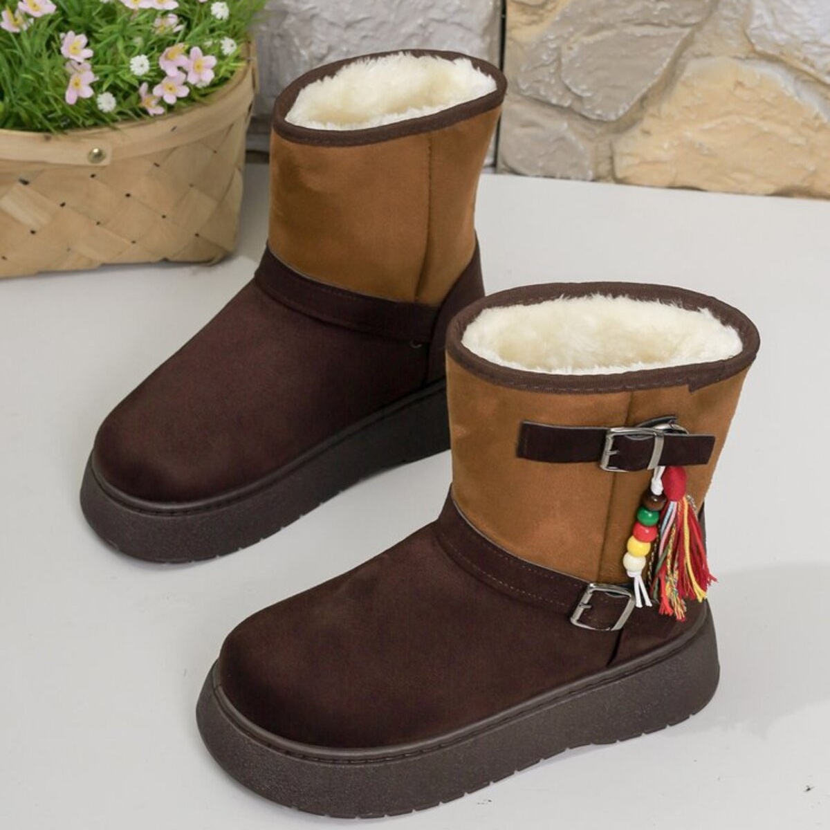 Bohemian Style Ankle Boots with Tassel Decor