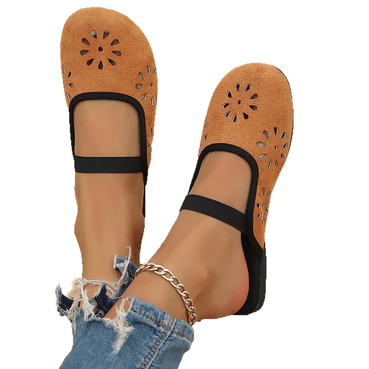 Cutout Round Toe Slip-Ons