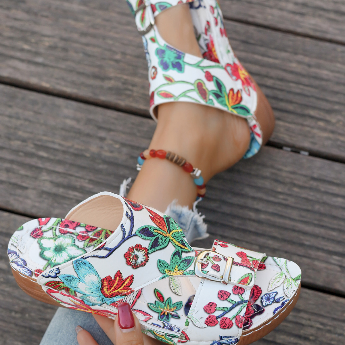 Buckle Decor Open Toe Sandals