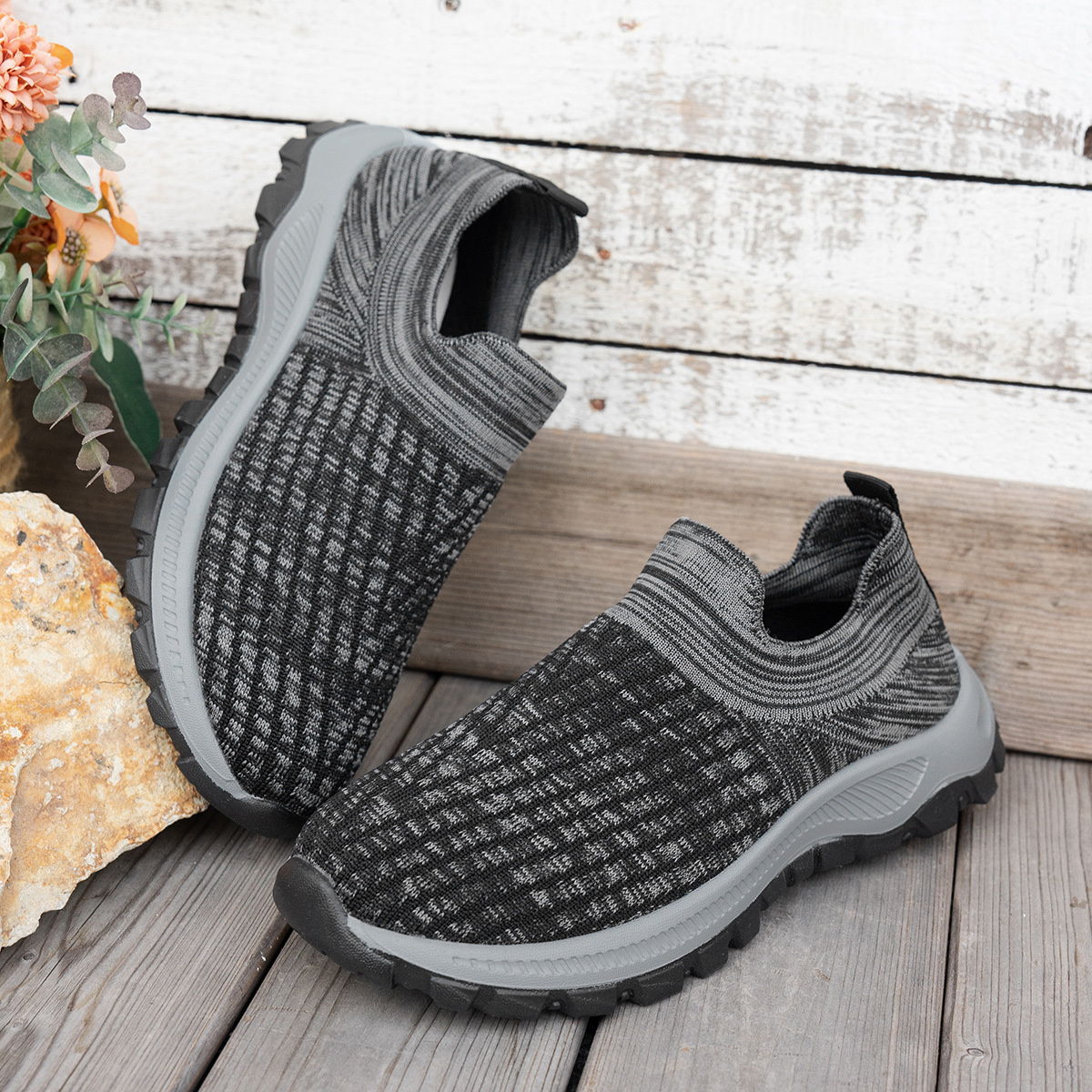 Round Toe Mesh Slip-Ons