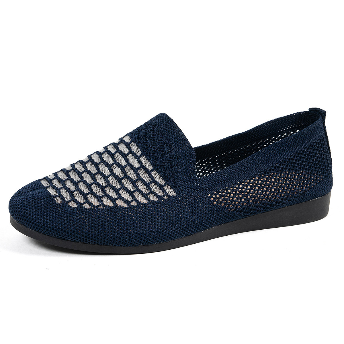 Mesh Breathable Slip-On Loafers with Perforated Design