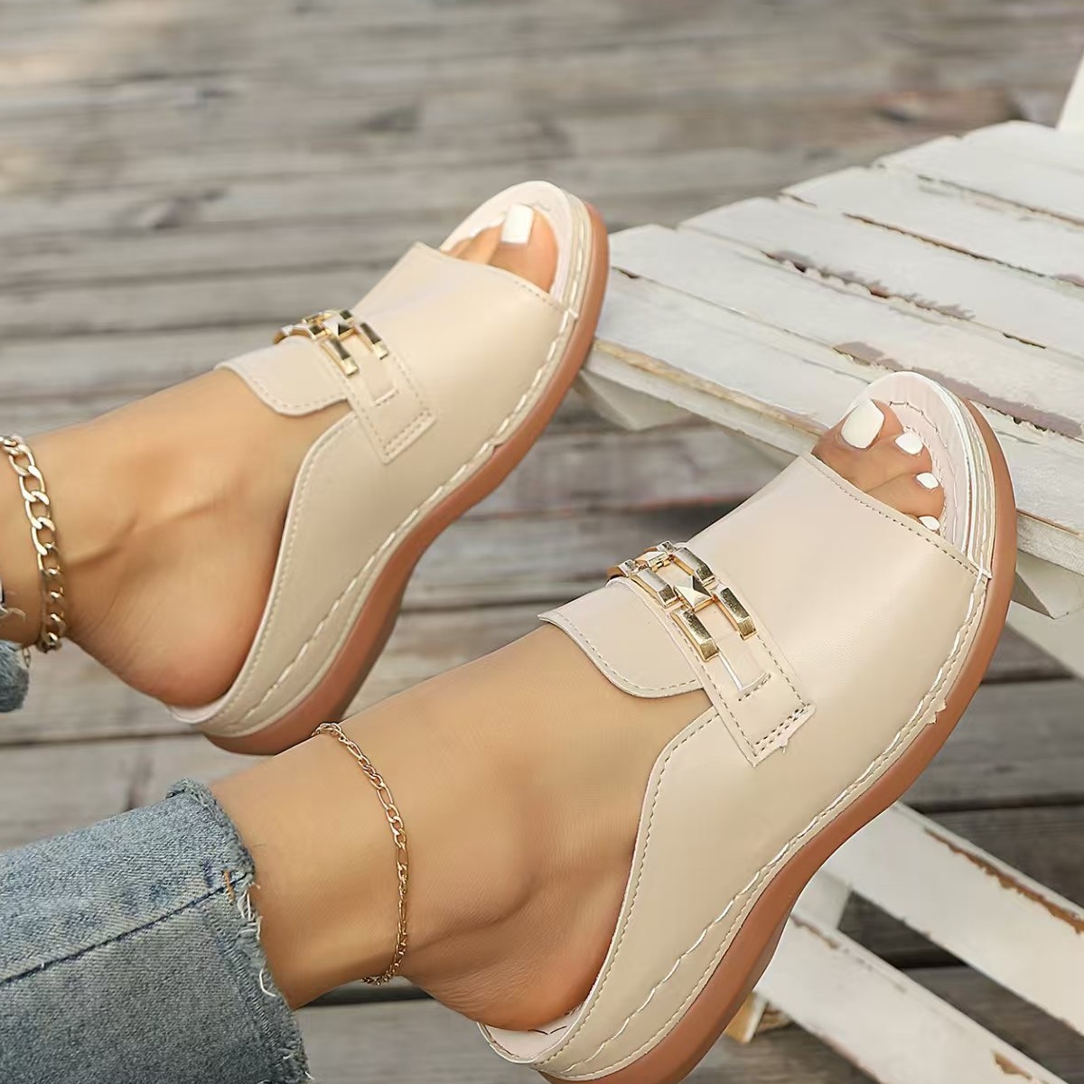 Peep Toe Wedge Sandals
