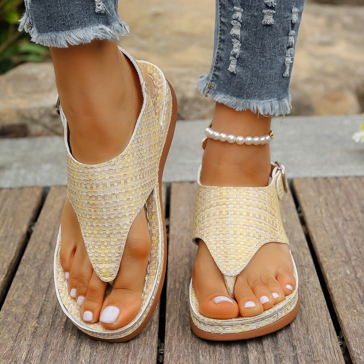Toe Post Wedge Sandals