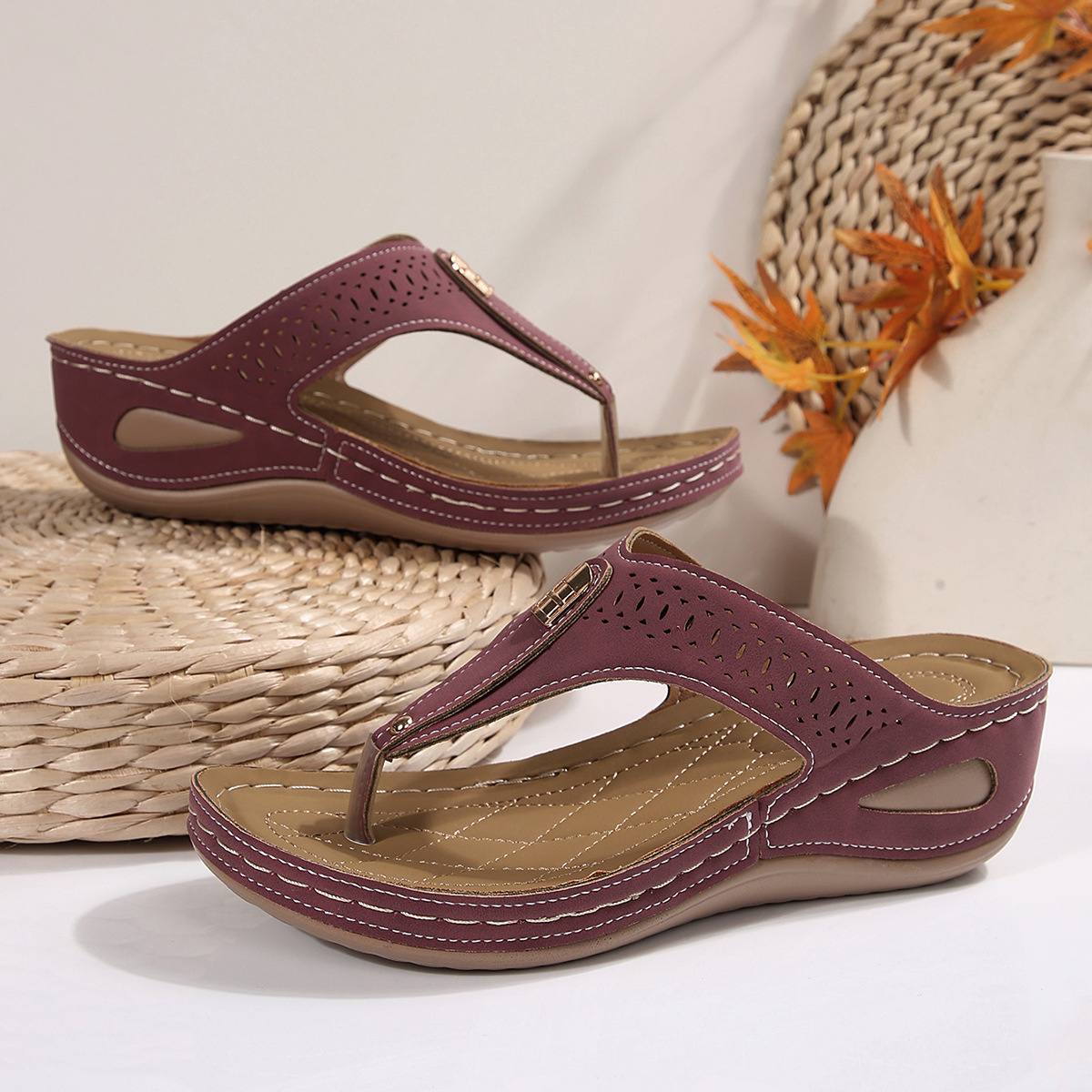 Toe Post Wedge Sandals