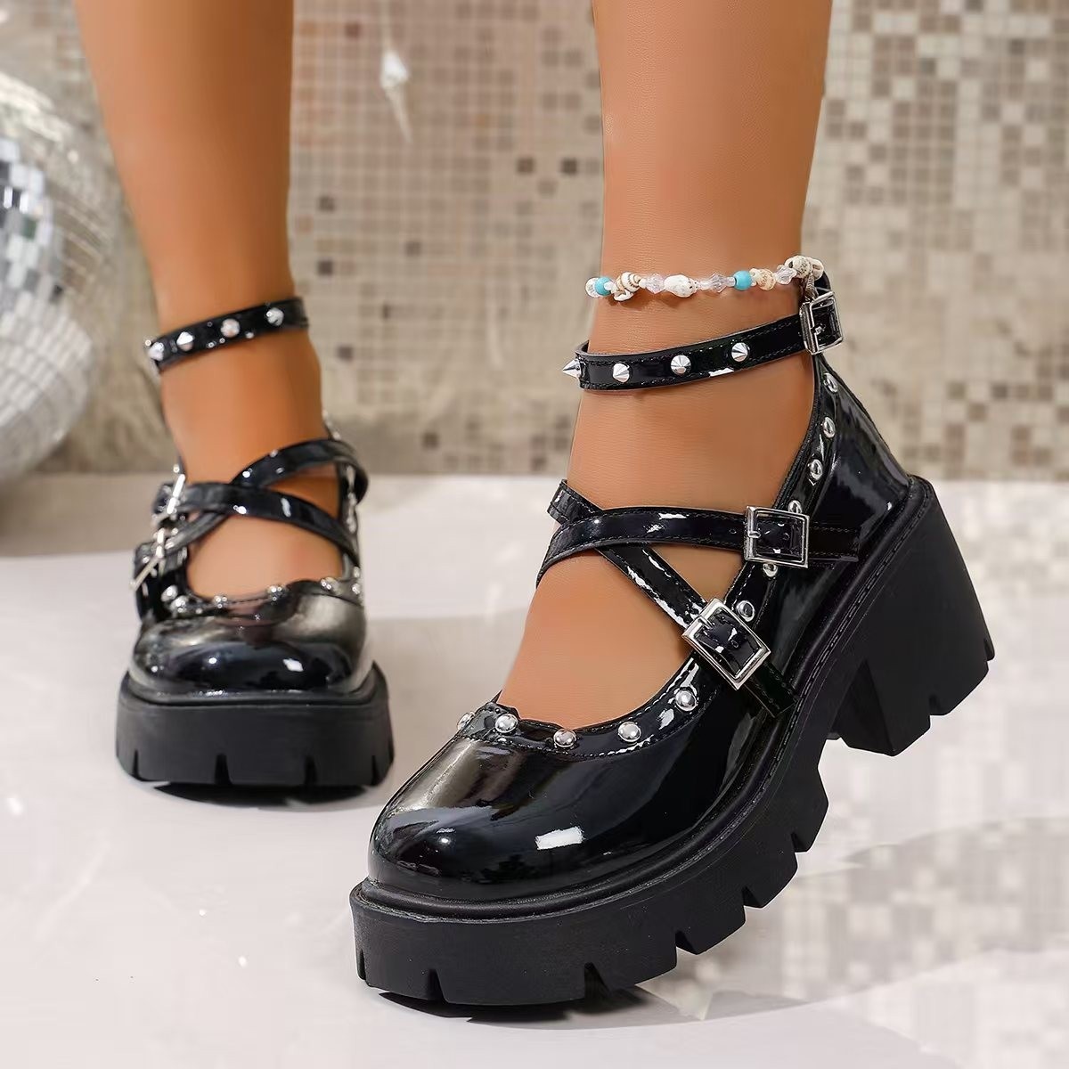 Platform Mary Jane Chunky Heel Sneakers
