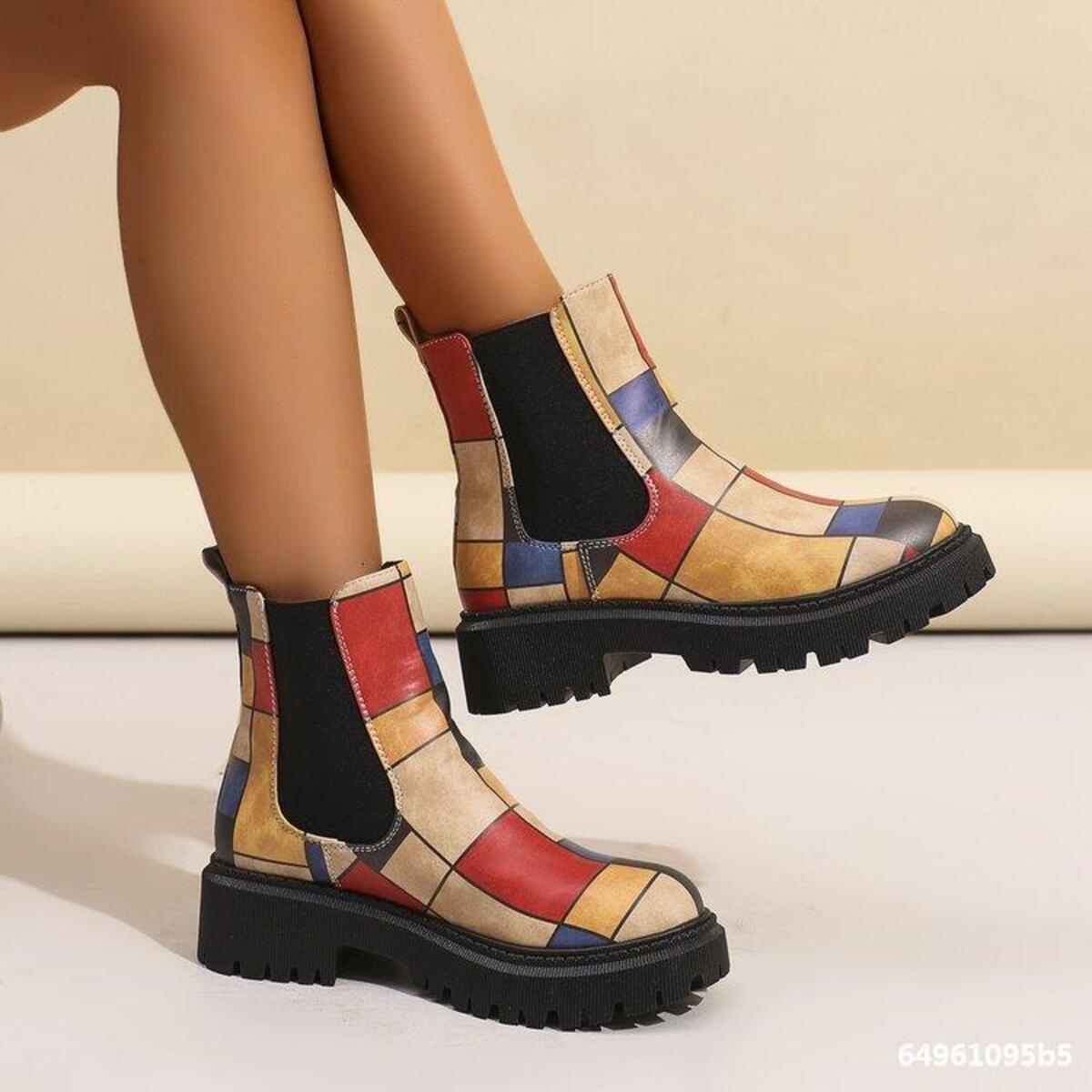 Round Toe Chunky Heel Ankle Boots