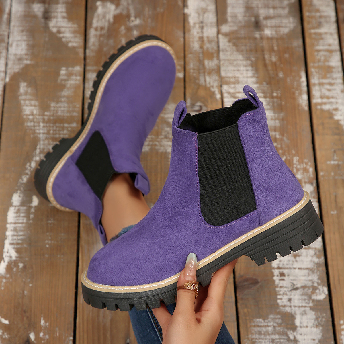 Round Toe Block Heels Boots