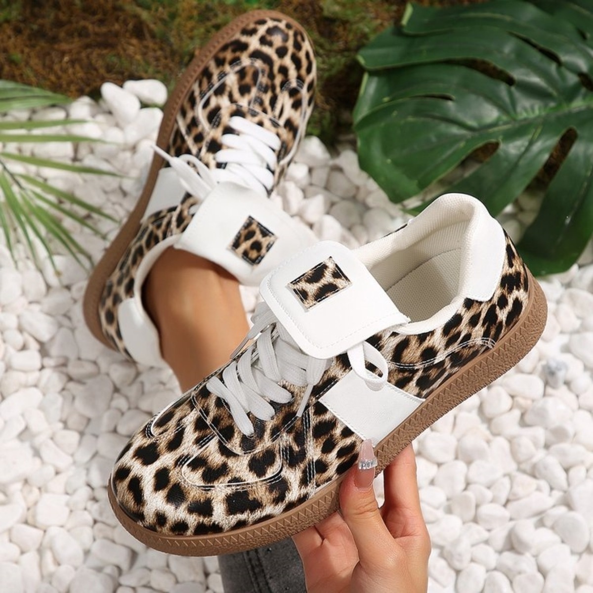 Leopard Lace Up Sneakers