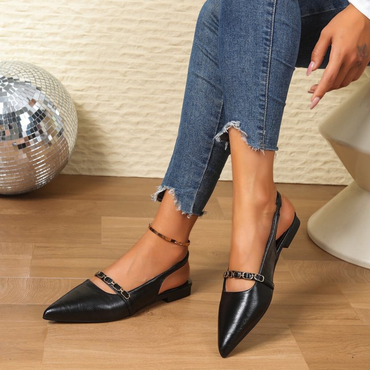 Point Toe Slingback Sandals