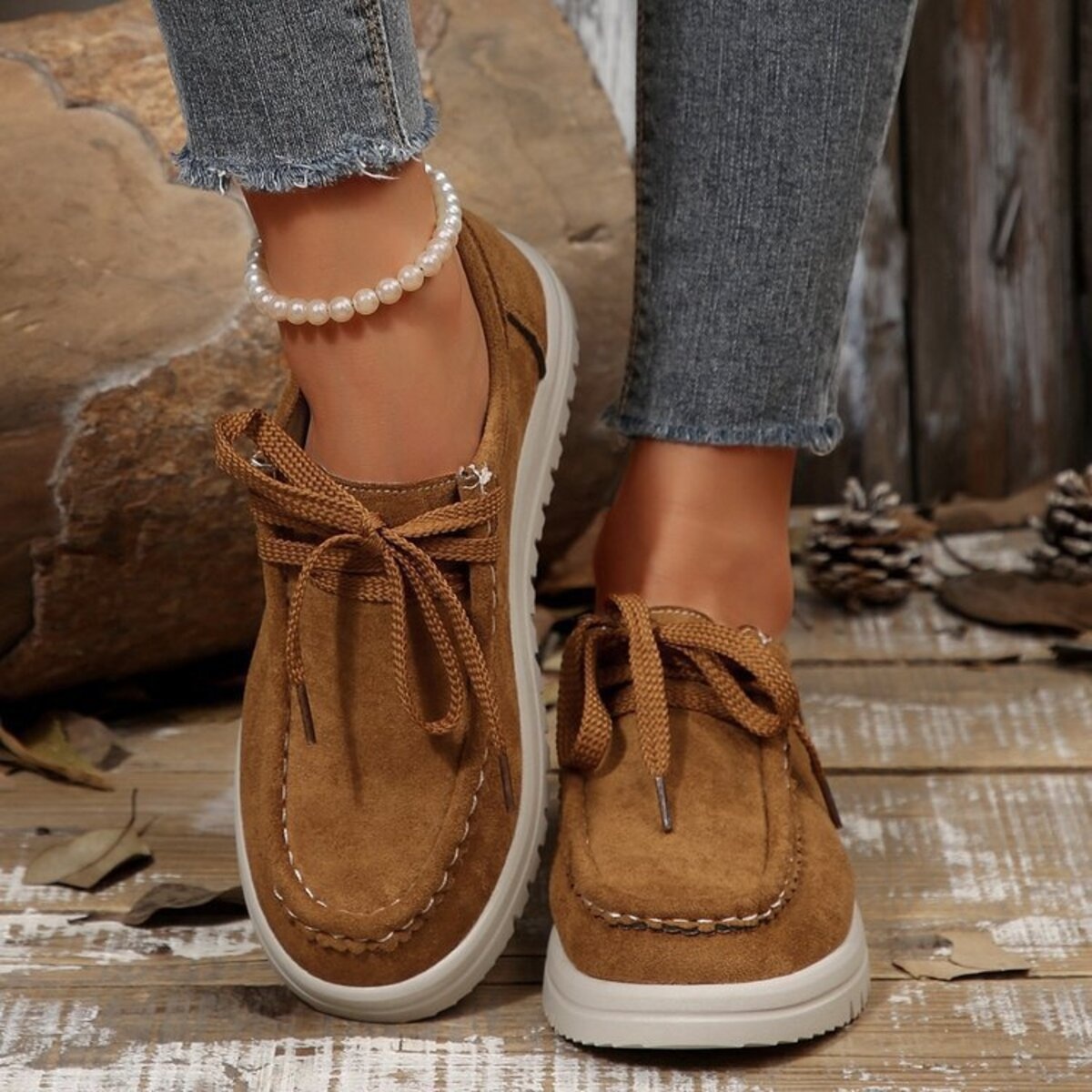 Lace Up Round Toe Loafers