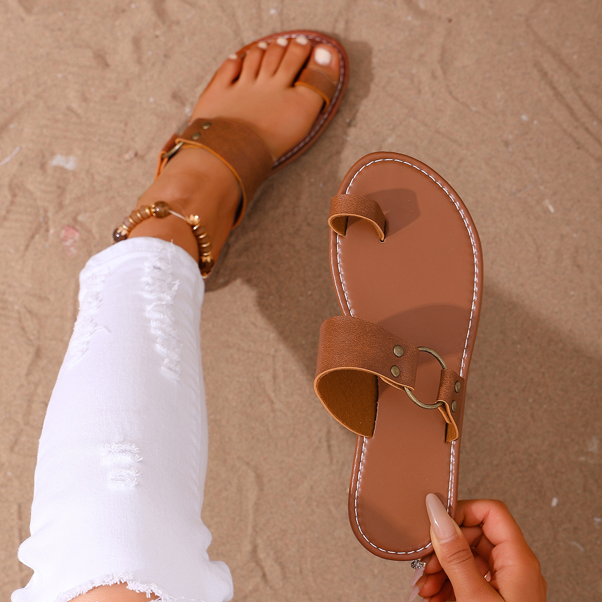 Toe Loop Flats Sandals
