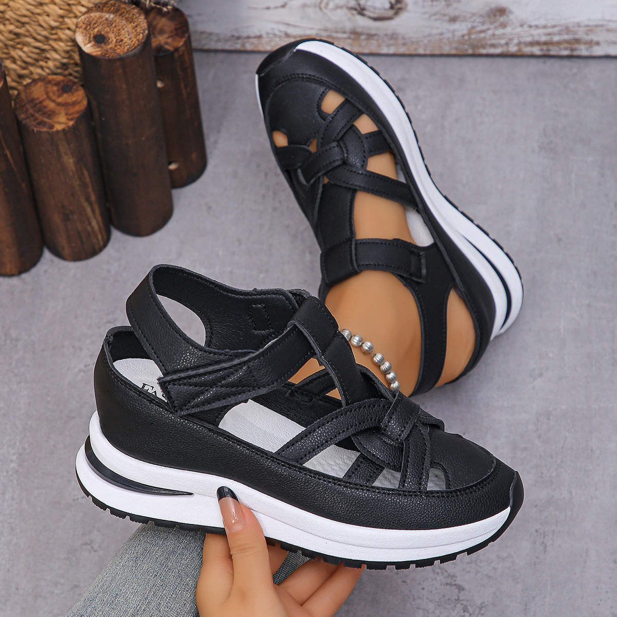 Round Toe Wedge Sandals