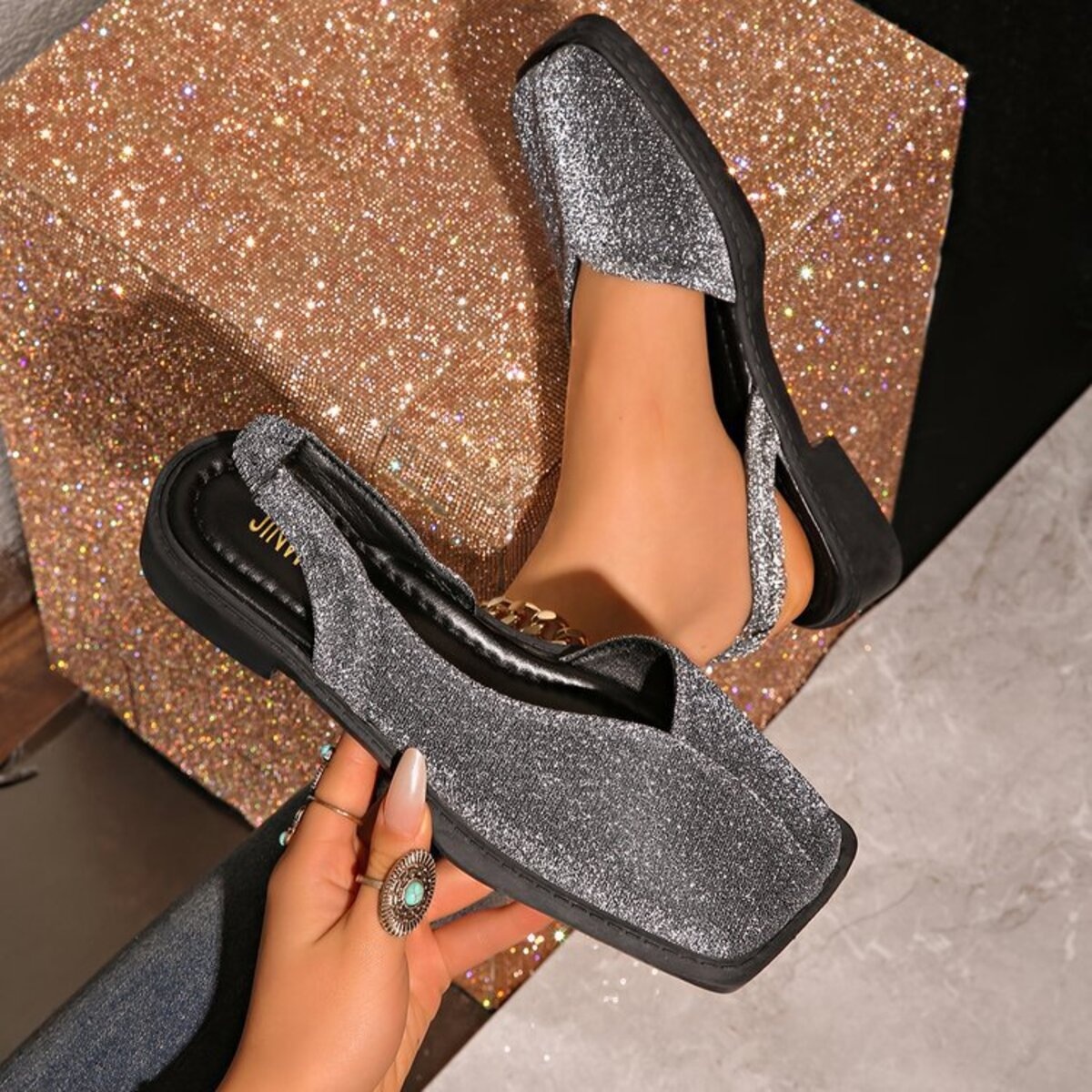Square Toe Flats Sandals