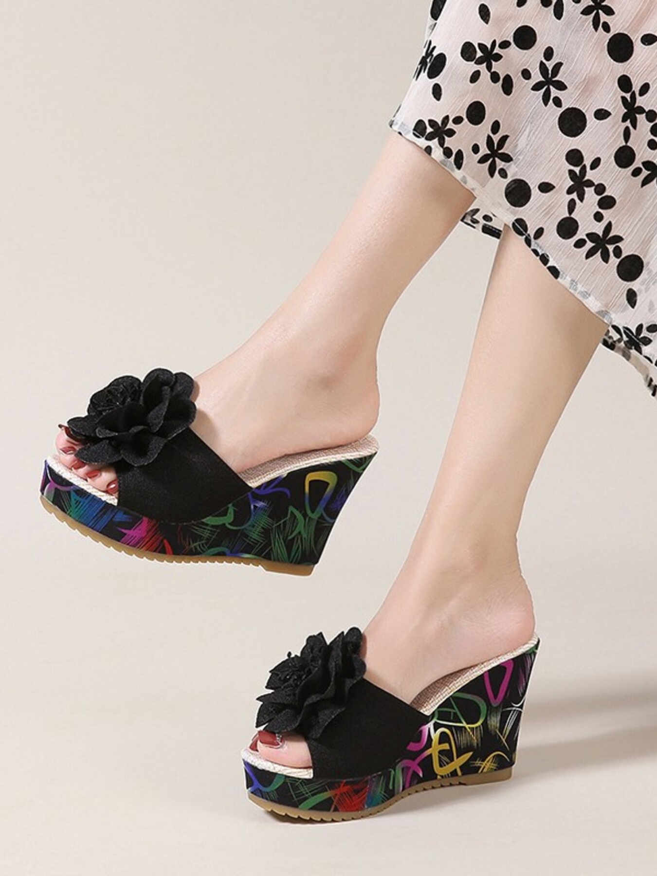 Peep Toe Wedge Sandals