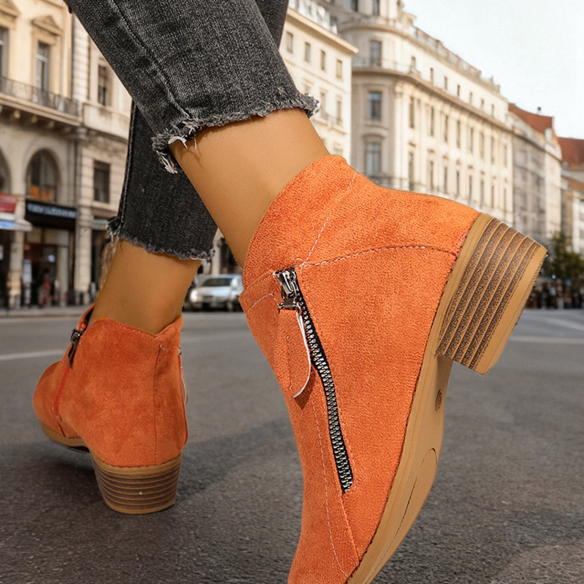 Point Toe Block Heels Boots