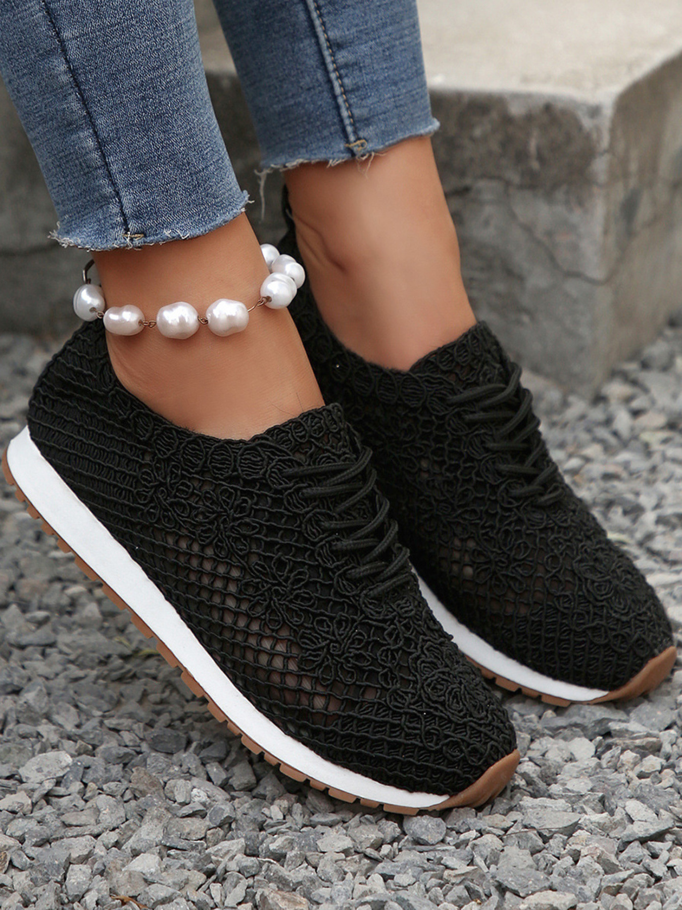 Breathable Mesh Lace-Up Sneakers