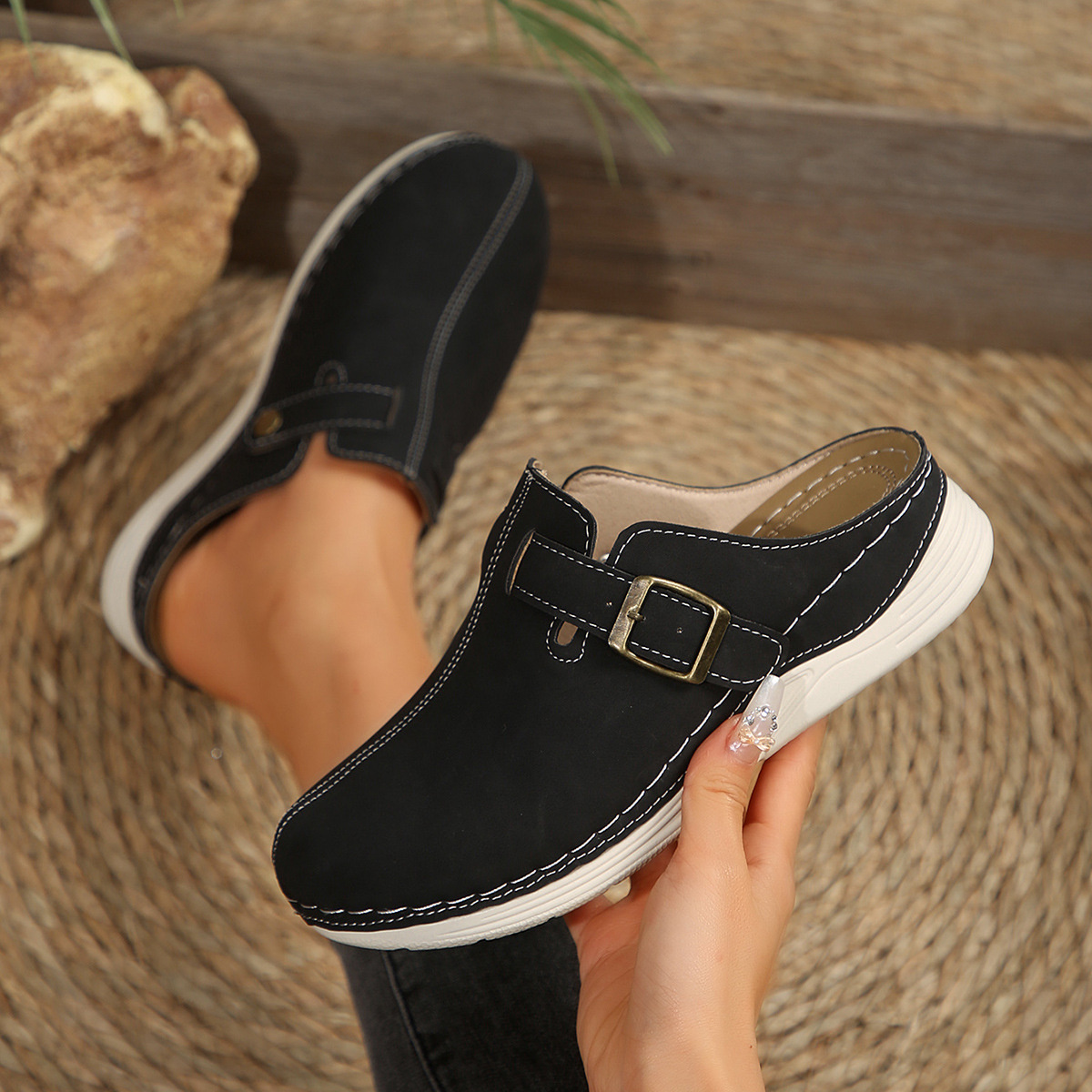 Buckle Accent Slip-Ons
