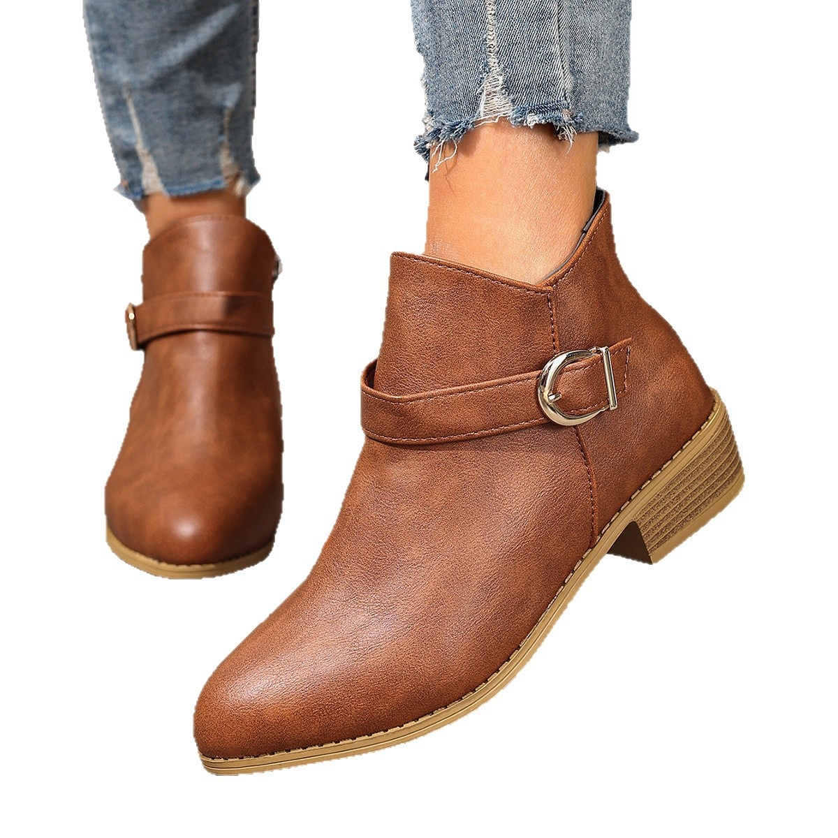 Point Toe Block Heels Boots