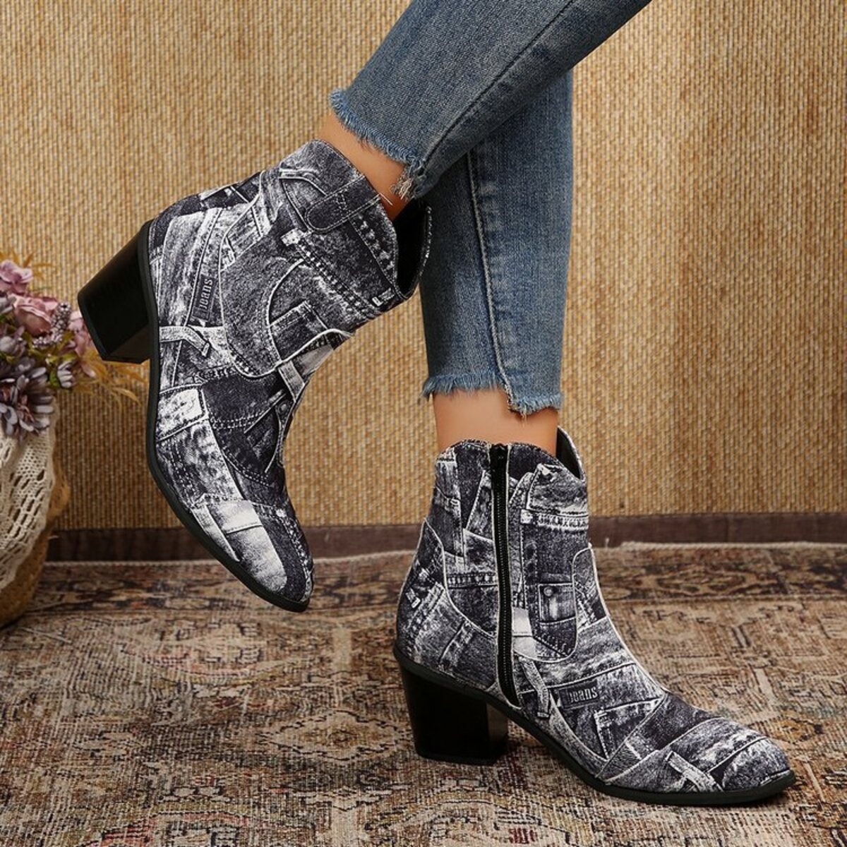 Point Toe Block Heels Boots