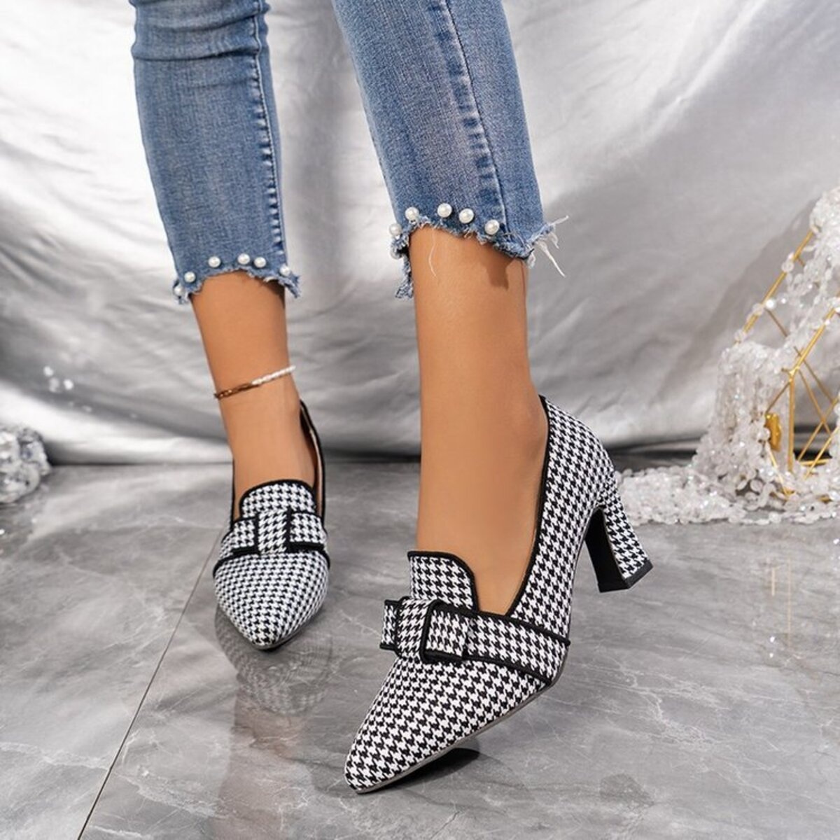 Point Toe Block Heels Pumps