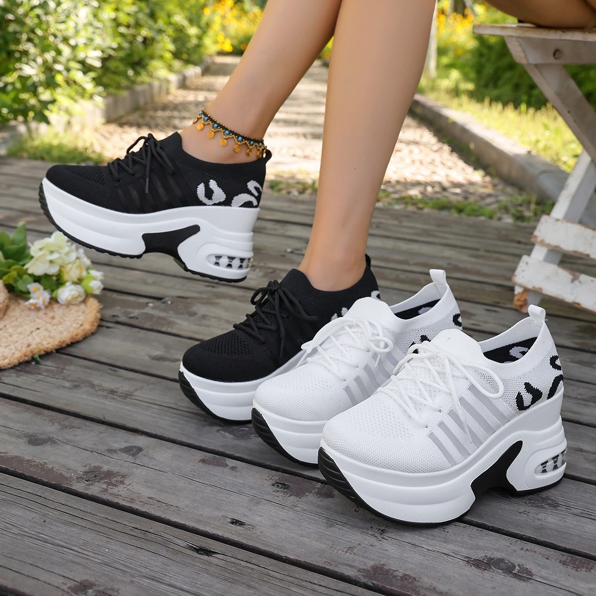 Round Toe Platform Sneakers
