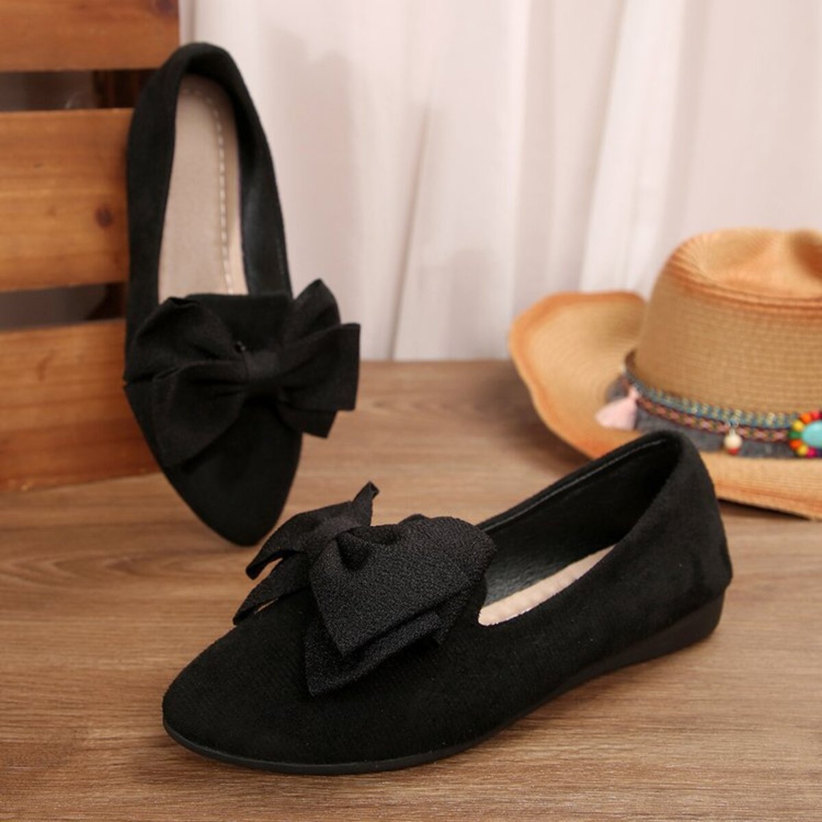Bow Point Toe Slip-Ons