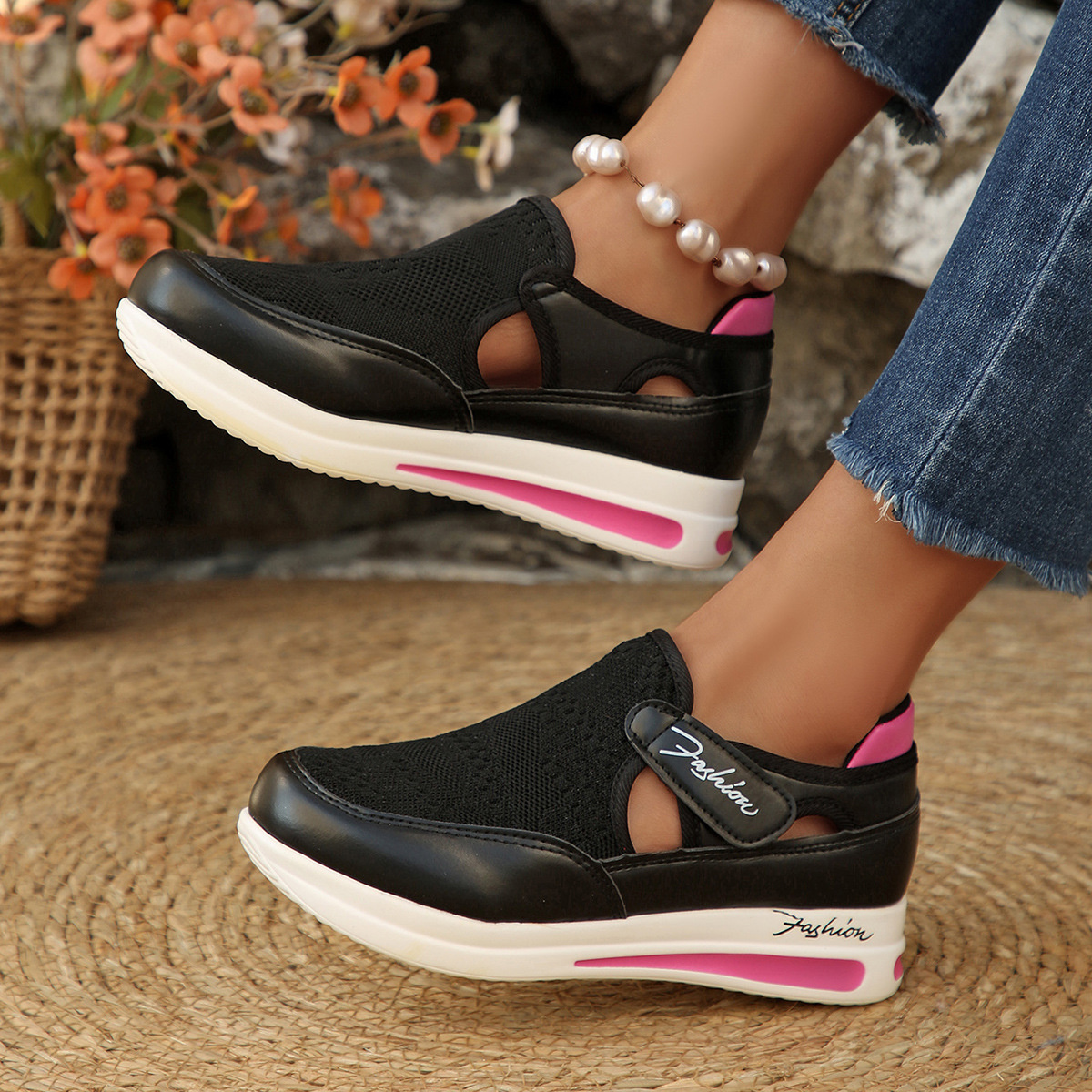 Breathable Mesh Wedge Sneakers