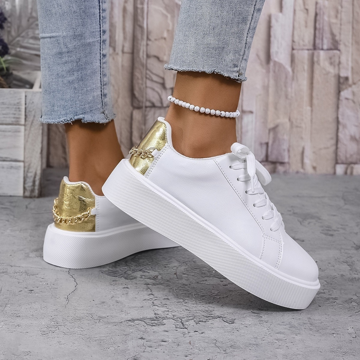 Round Toe Platform Sneakers