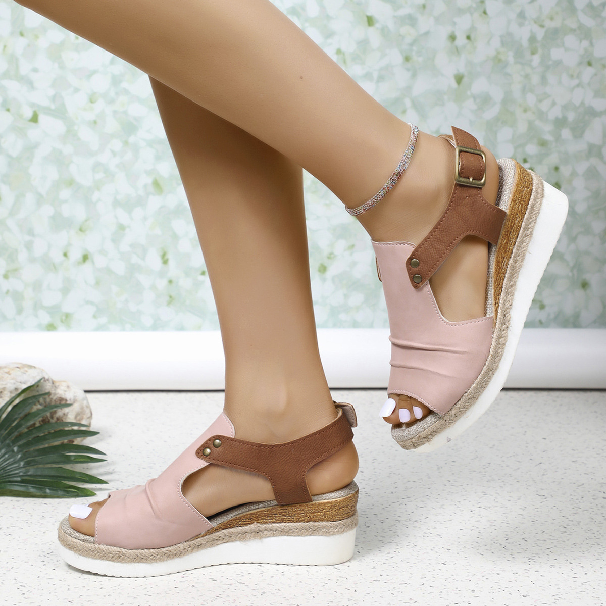 Peep Toe Wedge Sandals