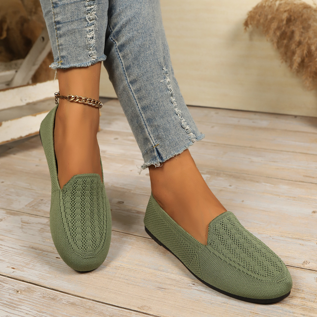 Breathable Knitted Slip-Ons