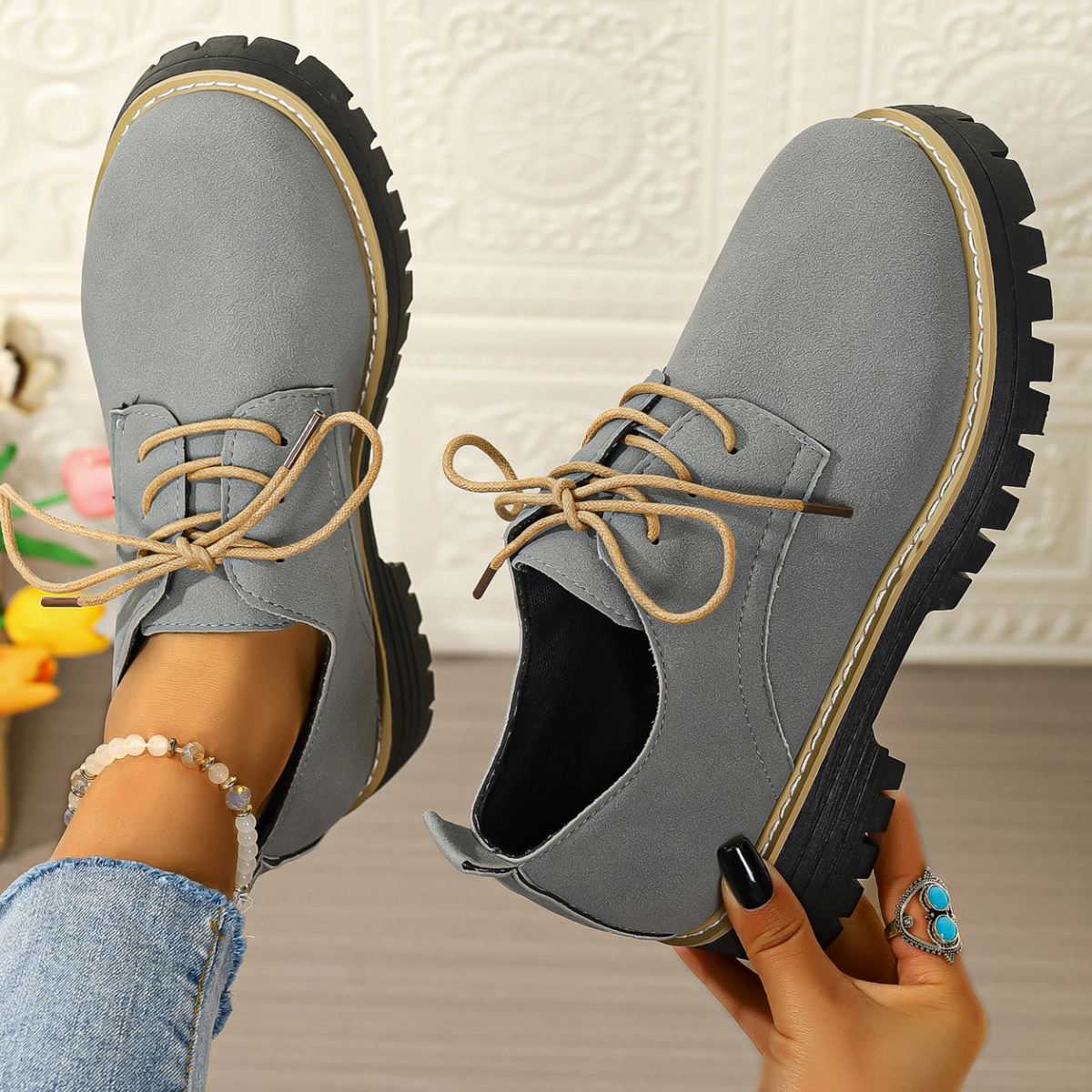 Lace-Up Platform Loafers