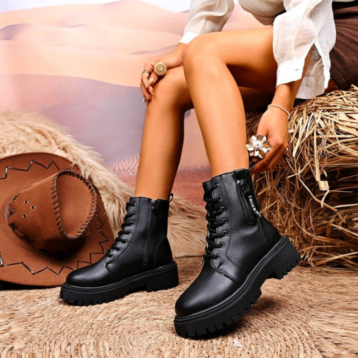 Lace-Up Platform Boots