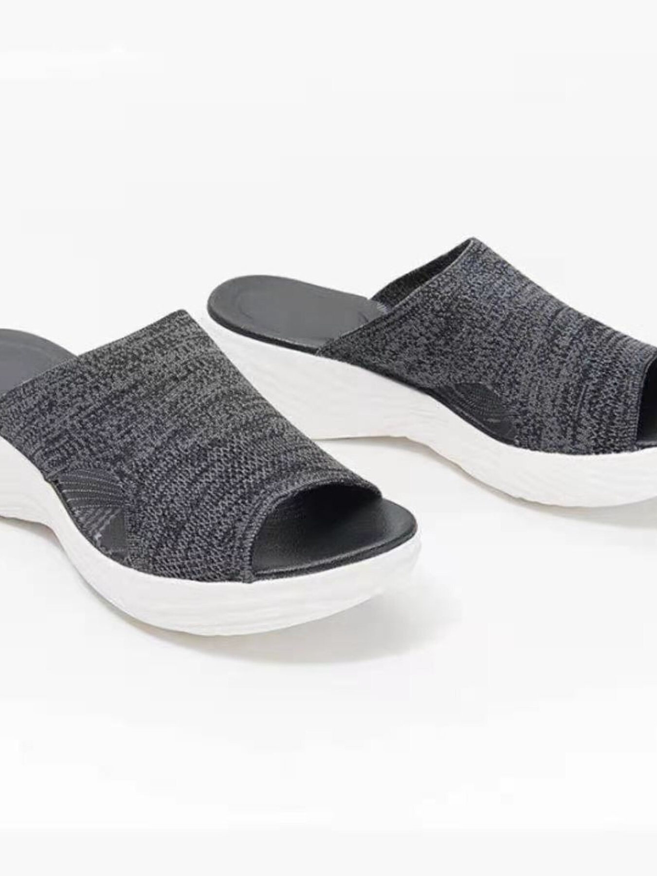 Mesh Comfort Knit Platform Sandals